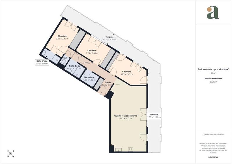 Appartement ancien - 90 m² - 4 pièces