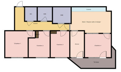 Chambre - 21 m² - 5 pièces