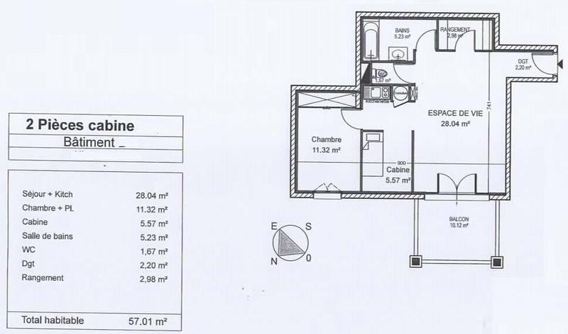 Appartement - 57 m² - 3 pièces