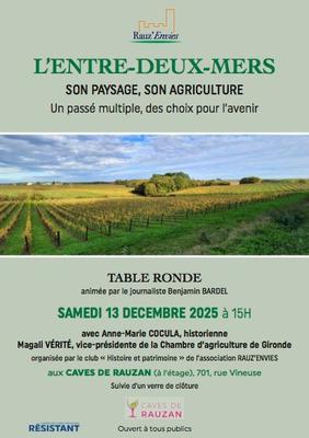 Conférence : l'Entre-deux-mers, son paysage, son agriculture. Un passée multiple, des choix multiples pour l'avenir