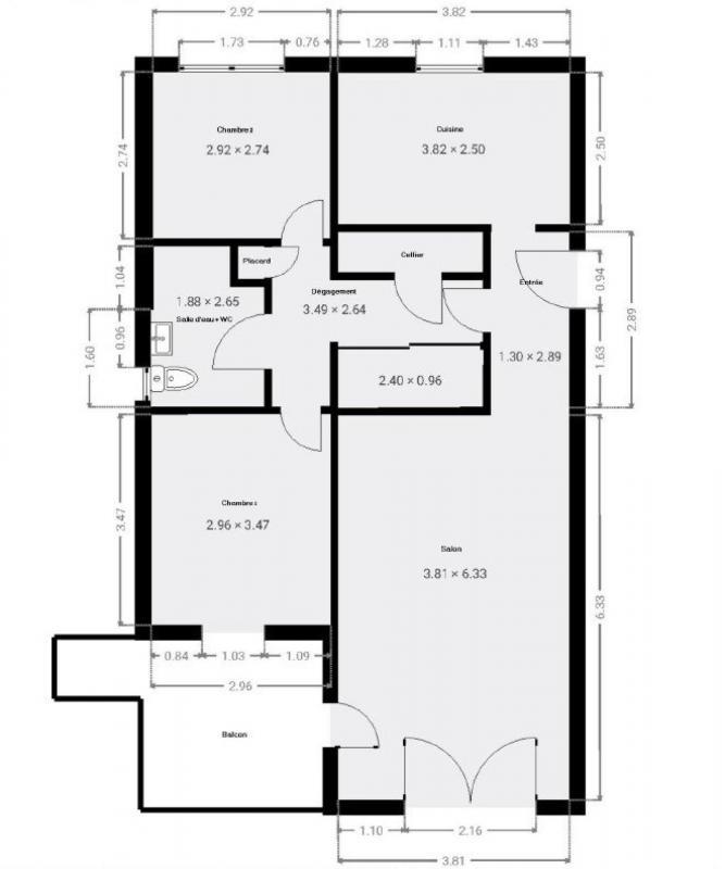 Appartement - 74 m² - 3 pièces