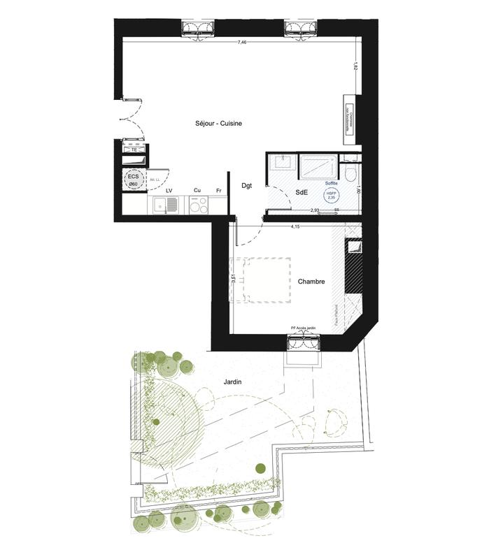 Appartement - 52 m² - 2 pièces