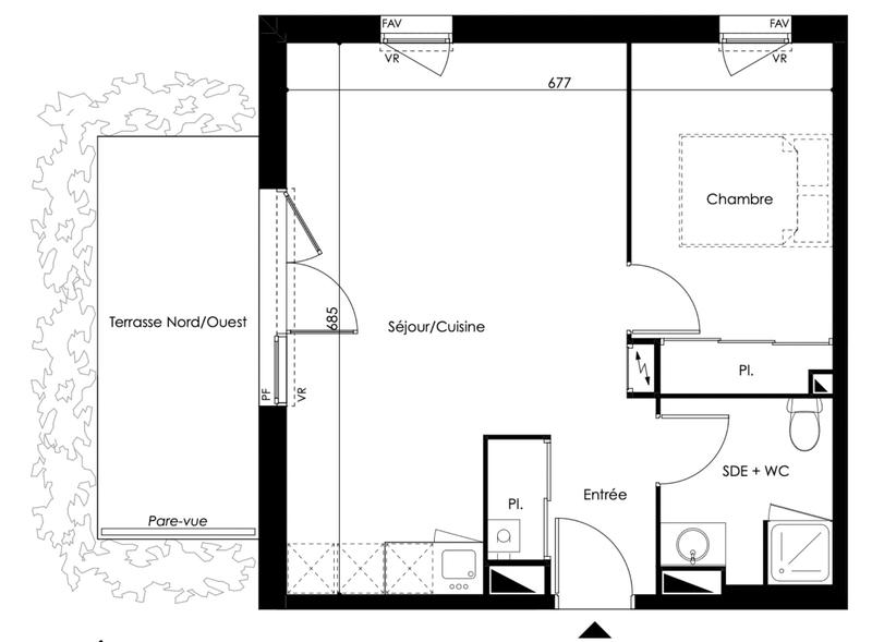 Appartement - 44 m² - 2 pièces