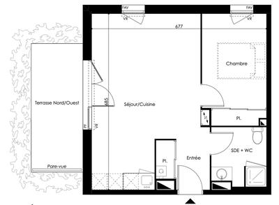 Appartement - 44 m² - 2 pièces