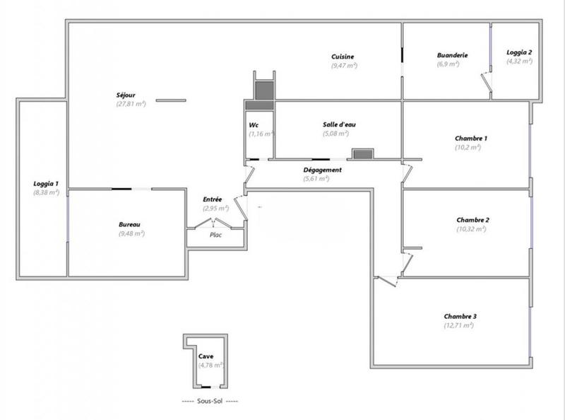 Appartement - 101 m² - 5 pièces