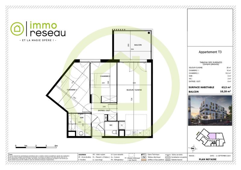 Appartement - 64 m² - 3 pièces