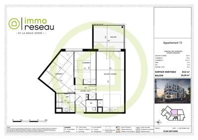 Appartement - 64 m² - 3 pièces