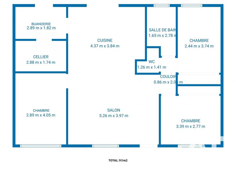 Maison - 93 m² - 4 pièces