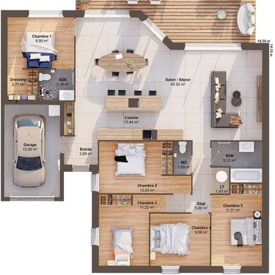 Maison - 133 m² - 7 pièces