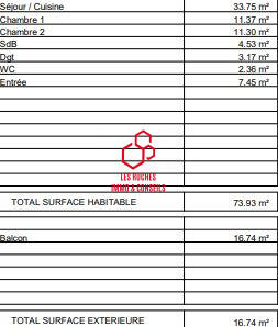 Appartement - 74 m² - 3 pièces