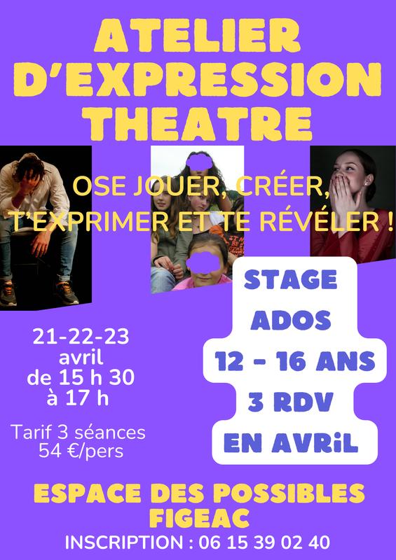 Ateliers d’expression créatrice théâtre à Figeac