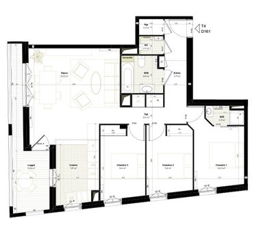 Appartement - 80 m² - 4 pièces