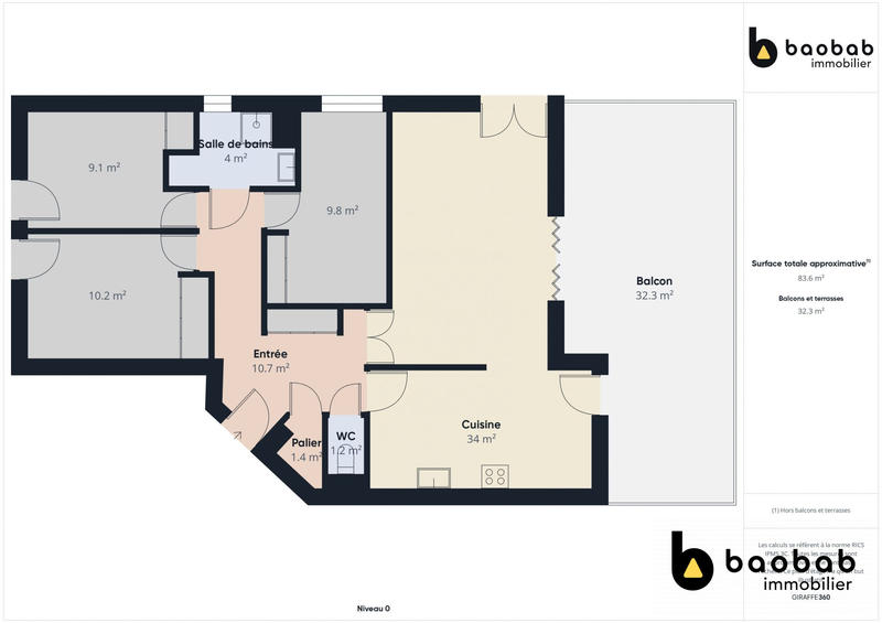 Appartement - 86 m² - 4 pièces