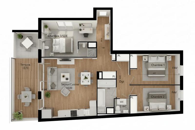 Appartement - 79 m² - 3 pièces