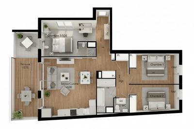 Appartement - 79 m² - 3 pièces