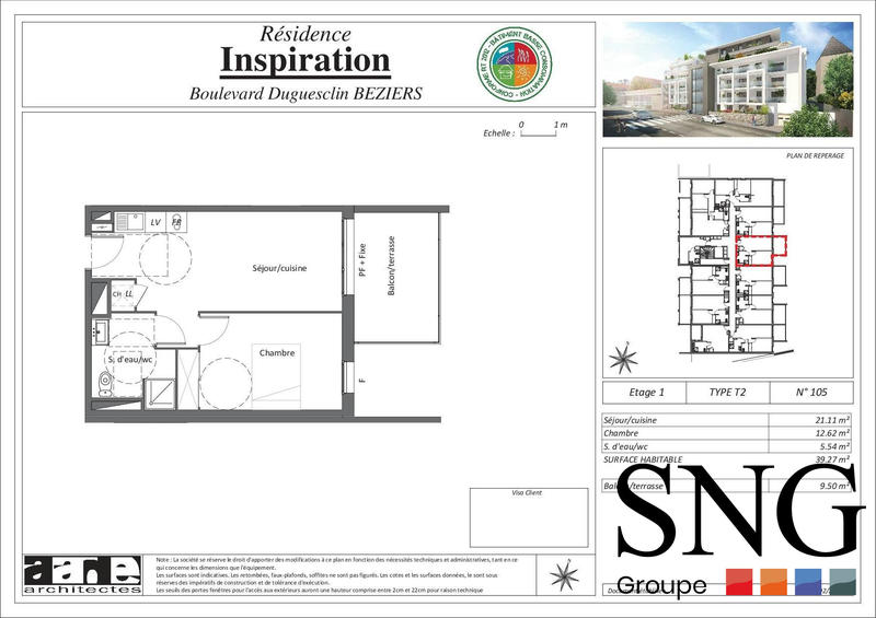 Appartement - 39 m² - 2 pièces