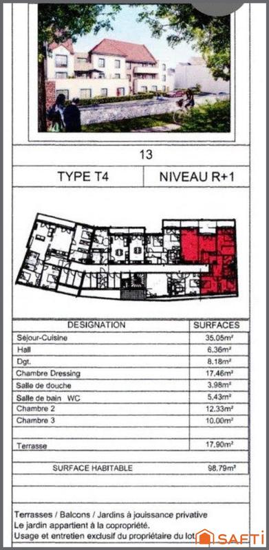 Appartement - 99 m² - 4 pièces