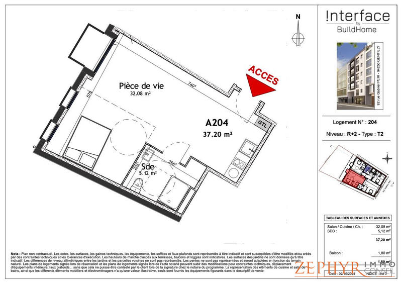Appartement - 37 m² - 1 pièce