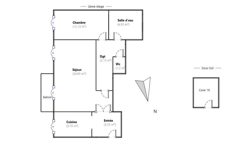 Appartement - 57 m² - 3 pièces