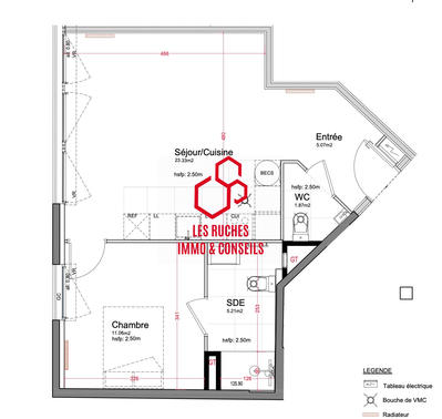 Appartement - 47 m² - 2 pièces