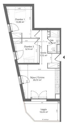 Appartement - 55 m² - 3 pièces