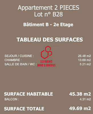 Appartement - 45 m² - 2 pièces