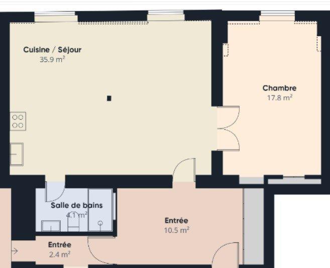 Appartement - 56 m² - 2 pièces