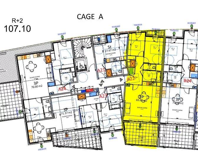 Appartement - 70 m² - 3 pièces