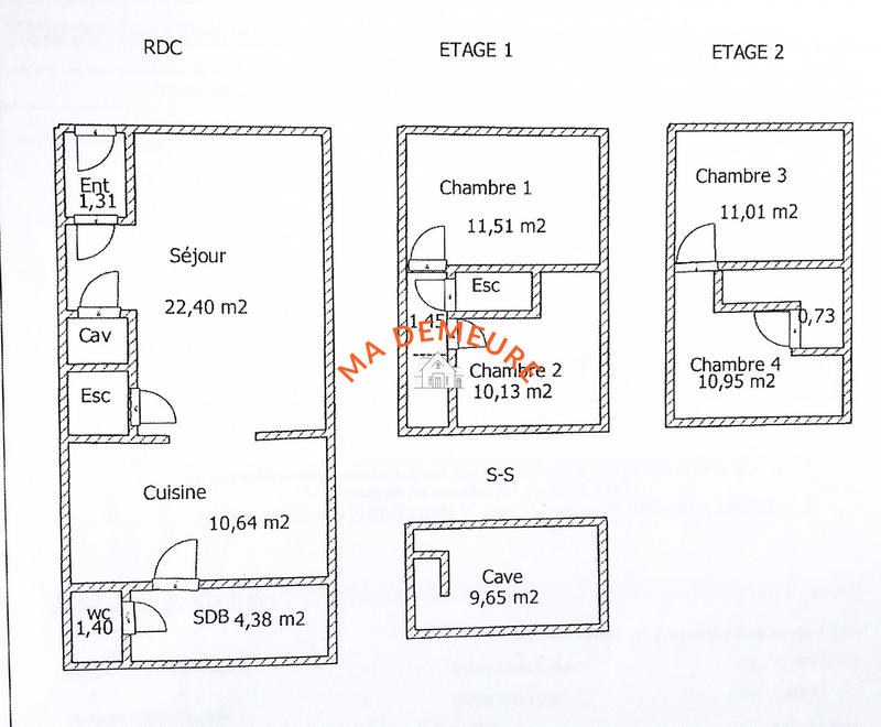 Maison - 85 m² - 6 pièces