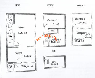 Maison - 85 m² - 6 pièces