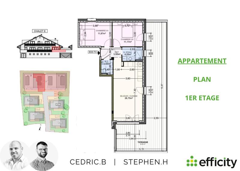 Appartement - 60 m² - 3 pièces