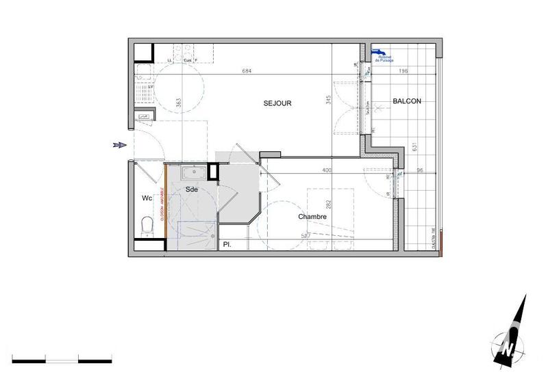 Appartement - 44 m² - 2 pièces