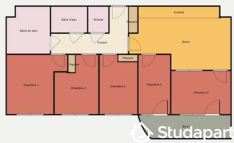 Chambre - 9 m² - 1 pièce