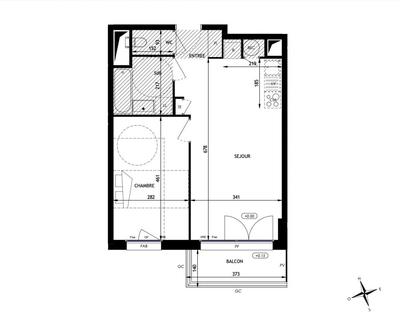 Appartement - 45 m² - 2 pièces