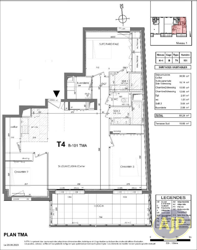 Appartement - 88 m² - 5 pièces