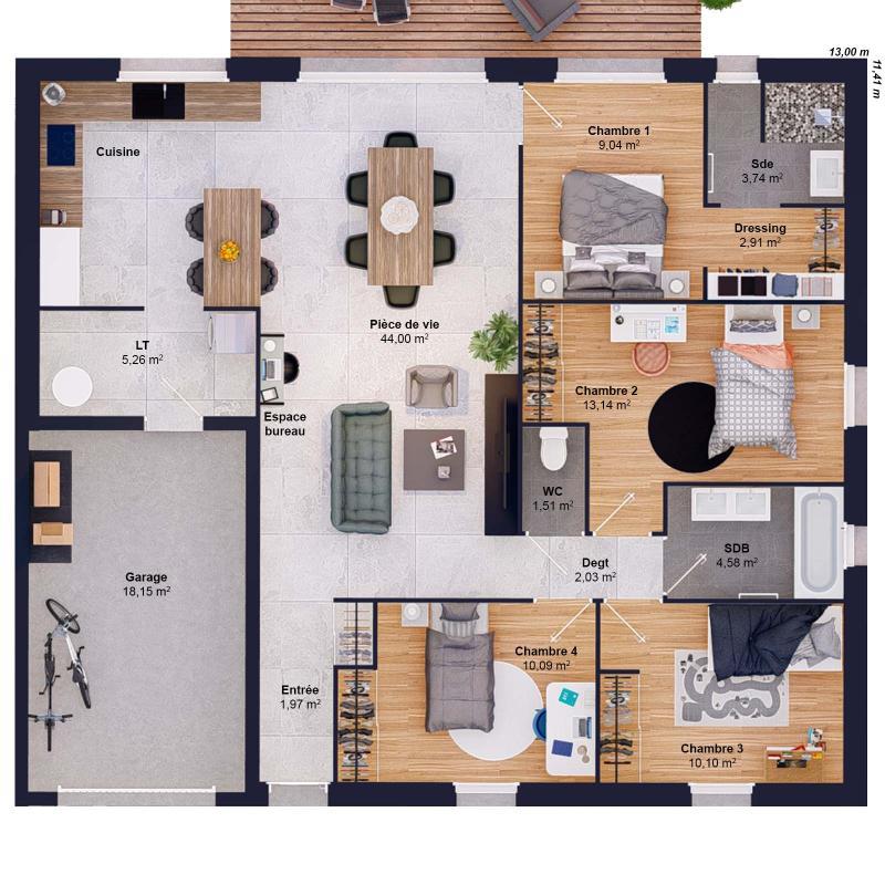 Maison - 108 m² - 6 pièces