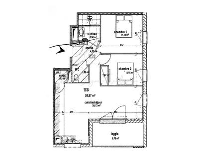 Appartement - 60 m² - 3 pièces