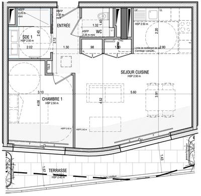 Appartement - 53 m² - 2 pièces