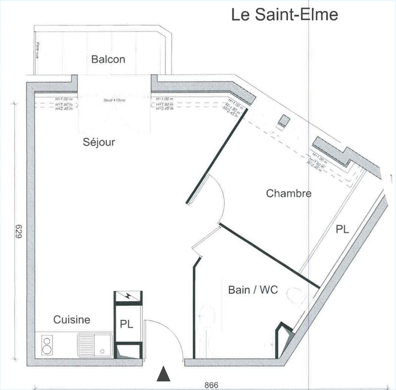 Appartement - 44 m² - 2 pièces
