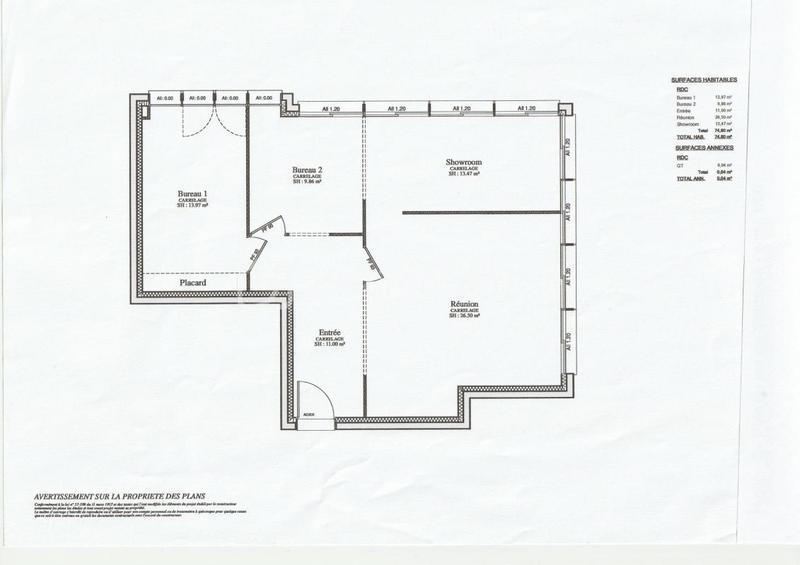 Bureau - 74 m² - 4 pièces