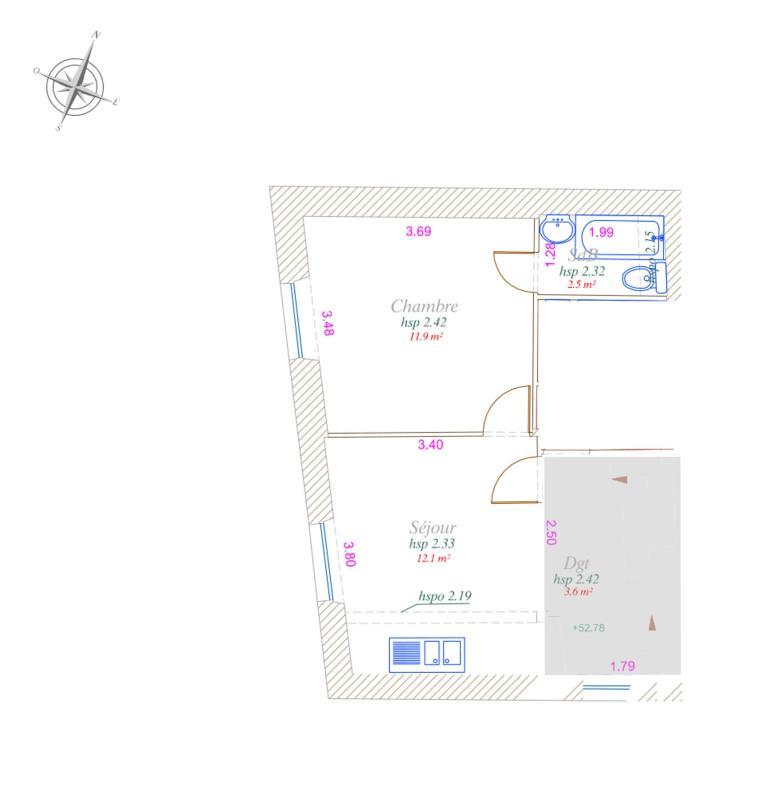 Studio - 31 m² - 1 pièce