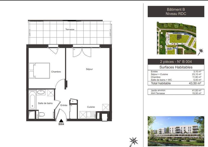 Appartement - 44 m² - 2 pièces