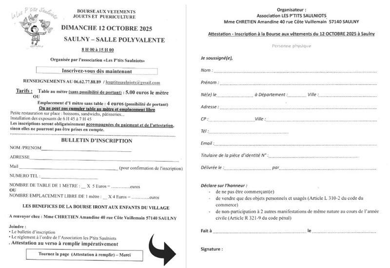Bourse jouets, vêtements, puériculture