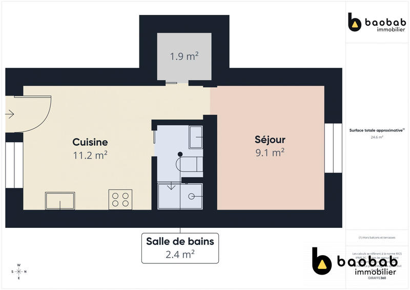 Appartement - 24 m² - 1 pièce