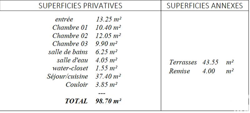 Appartement - 99 m² - 4 pièces