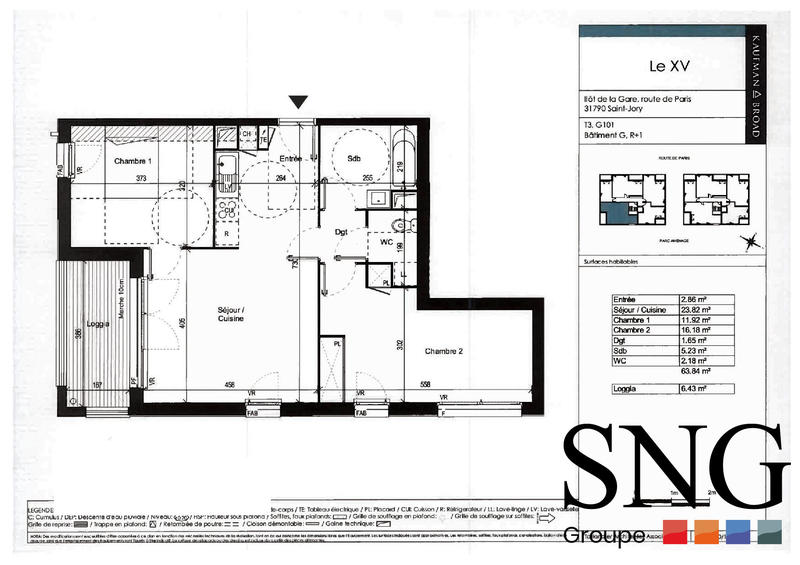 Appartement - 64 m² - 3 pièces