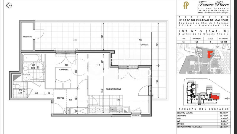 Appartement - 52 m² - 2 pièces