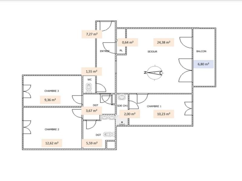 Appartement - 77 m² - 4 pièces
