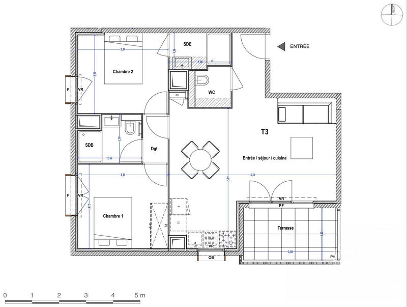 Appartement - 61 m² - 3 pièces