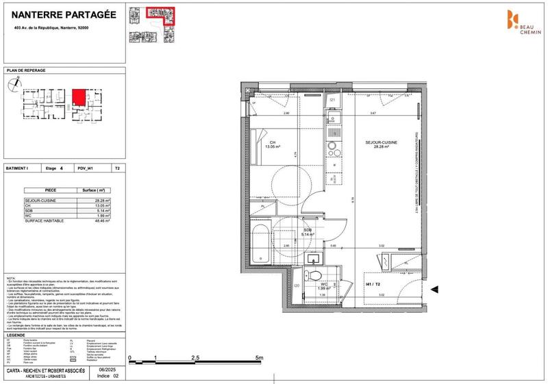 Appartement - 48 m² - 2 pièces